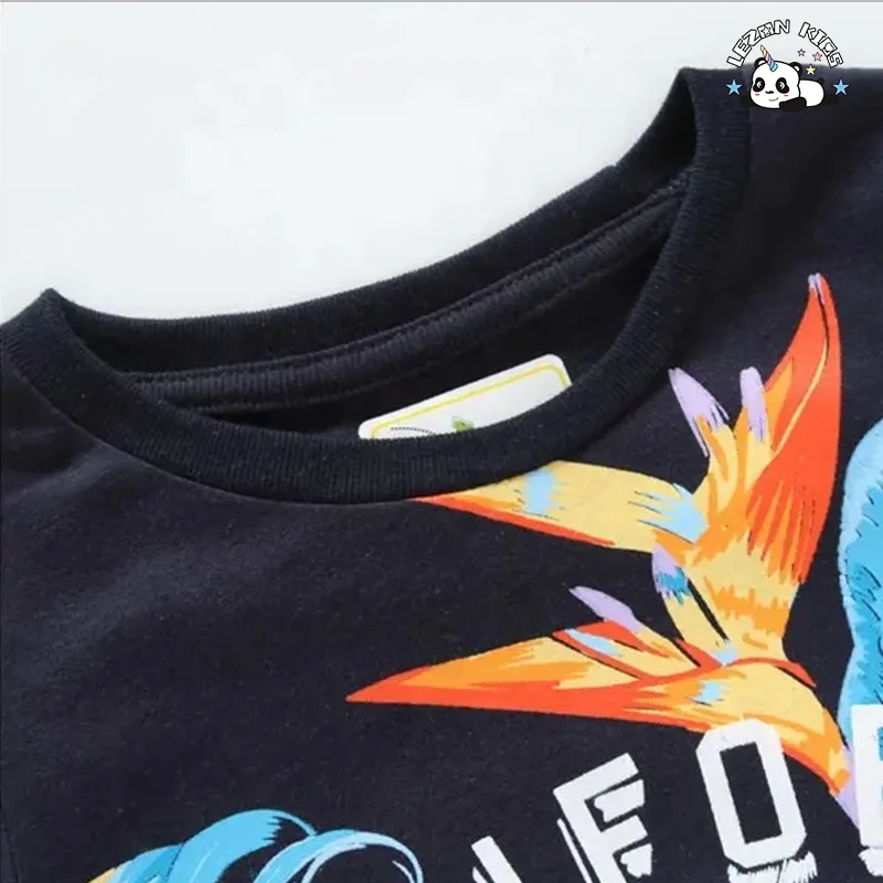 LEZONKIDS - New Print Clothing Shorts Short Sleeve Two-Piece Set Summer Kids Little Boys Clothing Sets
